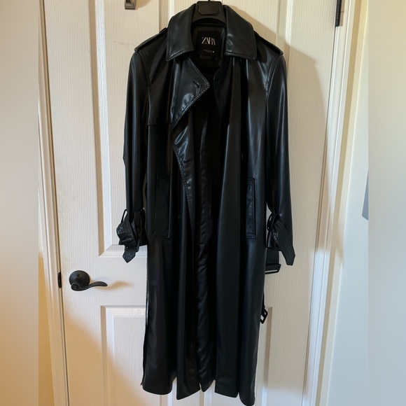COPY - Zara Faux Leather Trench Coat - Picture 1 of 4